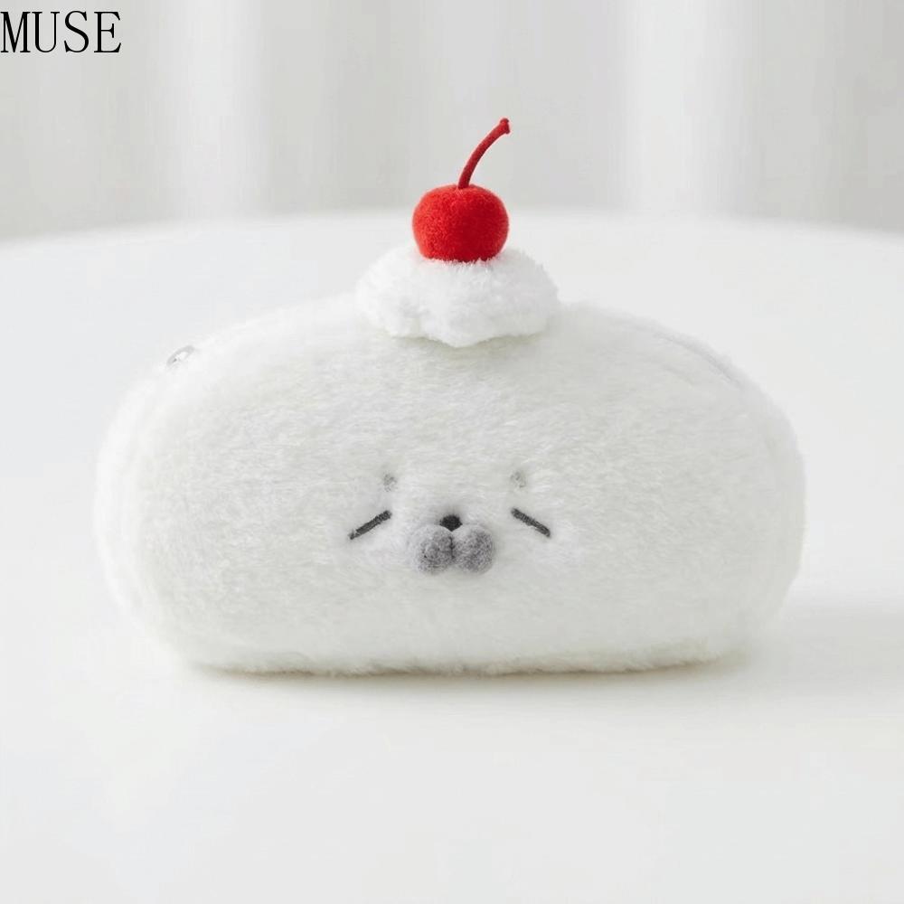 MUSE Seal Doll Pen Pouch, Animal Sang Trọng Chất Liệu Little Seal Pencil Case, Furry Dung Tích Lớn P