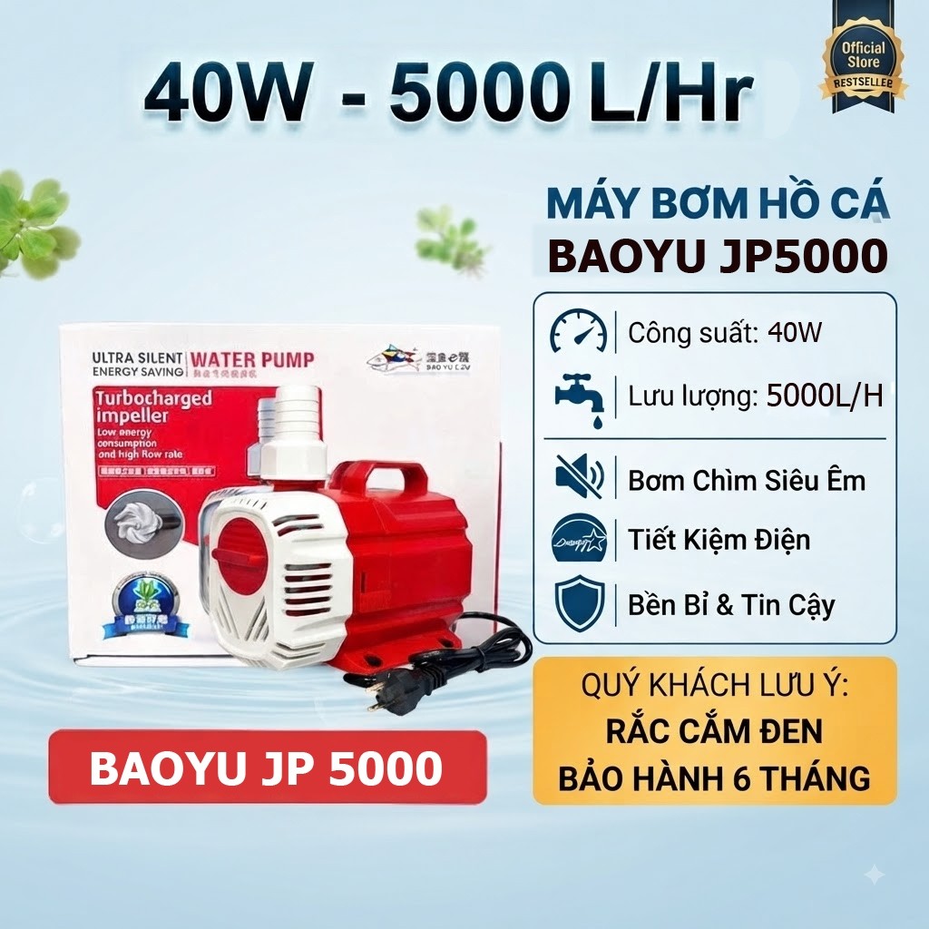 Máy Bơm Hồ Cá Baoyu JP5000 (40W-5000L/H) Siêu Êm, Tiết Kiệm Điện