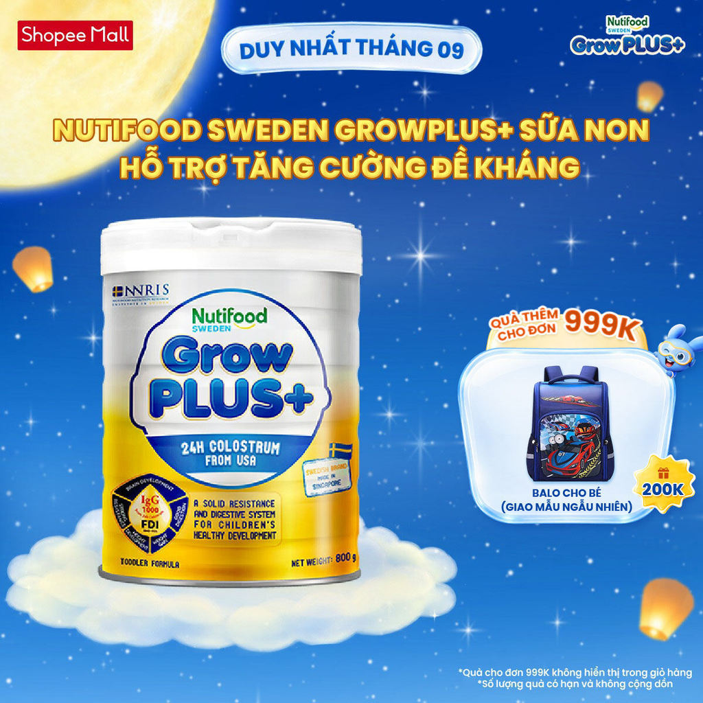 Sữa bột Nutifood GrowPLUS+ Sữa Non Trên 1 tuổi -  24h hỗ trợ tăng đề kháng (Lon 800g)