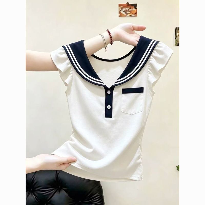 Áo thun cổ tròn JK Navy dành cho nữ dáng ôm vừa vặn và đa năng cotton đại học