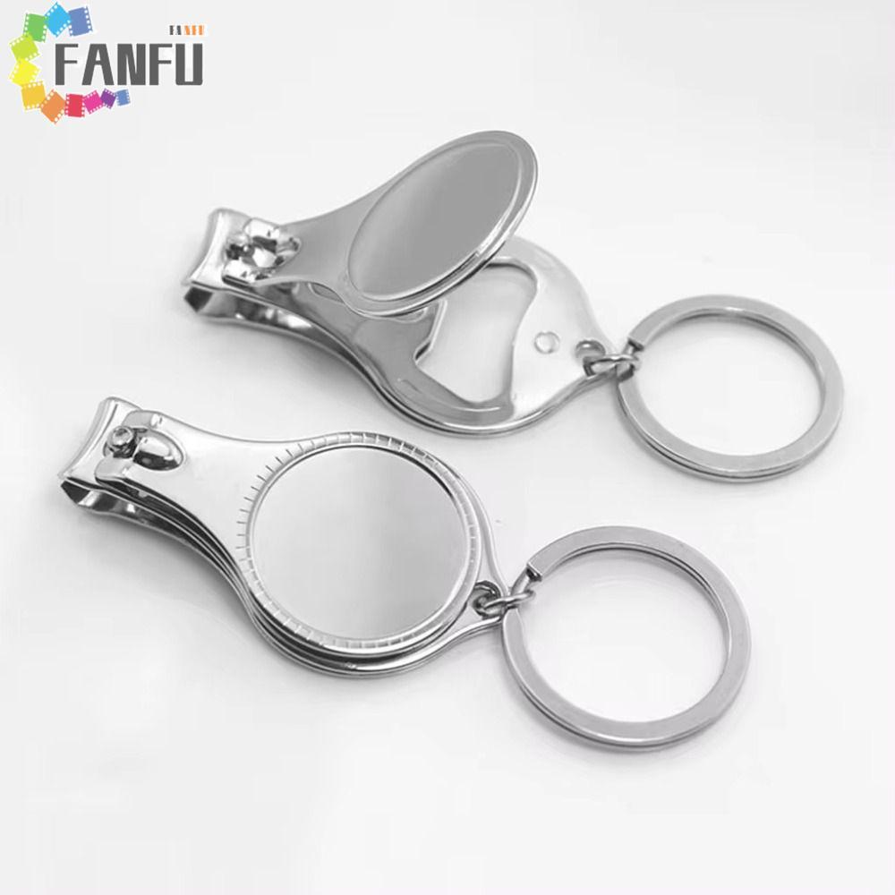 FANFUZOUZU Dụng cụ mở nắp chai Kering, Móc khóa cắt móng tay hình tròn 3 trong 1, Thiết kế bằng thép