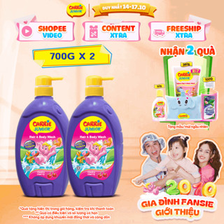 Combo 2 Chai Sữa Tắm Gội cho bé Carrie Junior hương trái cây thiên nhiên Cheeky Cherry (700g x 2)