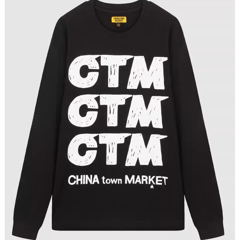 Áo Thun Nam Cổ Tròn Tay Dài 100% Cotton, In Chữ, Thiết Kế Chinatown