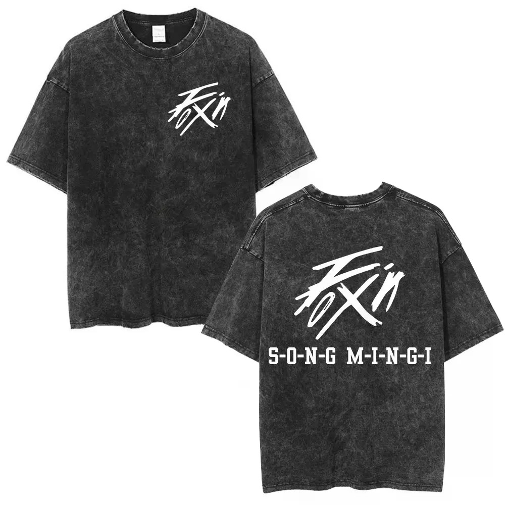 Ateez 2025 World Tour in Your Fantasy Tour Cherry Vintage Washed Áo Hàn Quốc Áo thun thời trang Kpop