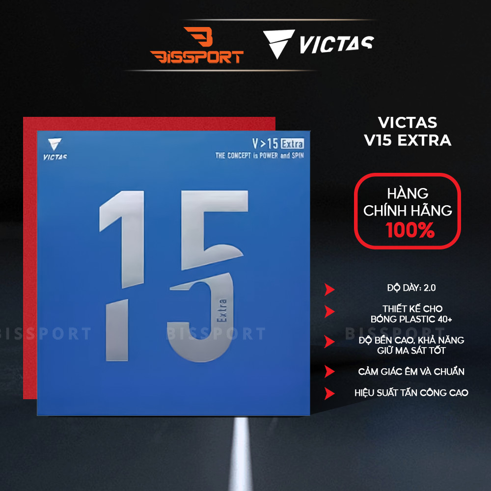 Mặt Vợt Bóng Bàn Victas V15 Extra Đỏ Chính Hãng - Tấn Công Mạnh, Xoáy Cao, Kiểm Soát Tuyệt Đối, Bển 