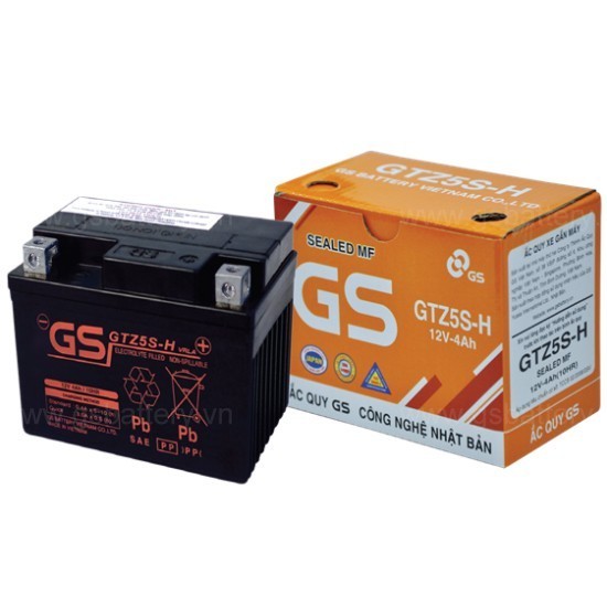 Bình ắc quy GS GTZ5S-H 12V 4Ah dùng cho xe Wave, Future, Exciter, Click 110, Sirius Fi - Siêu bền