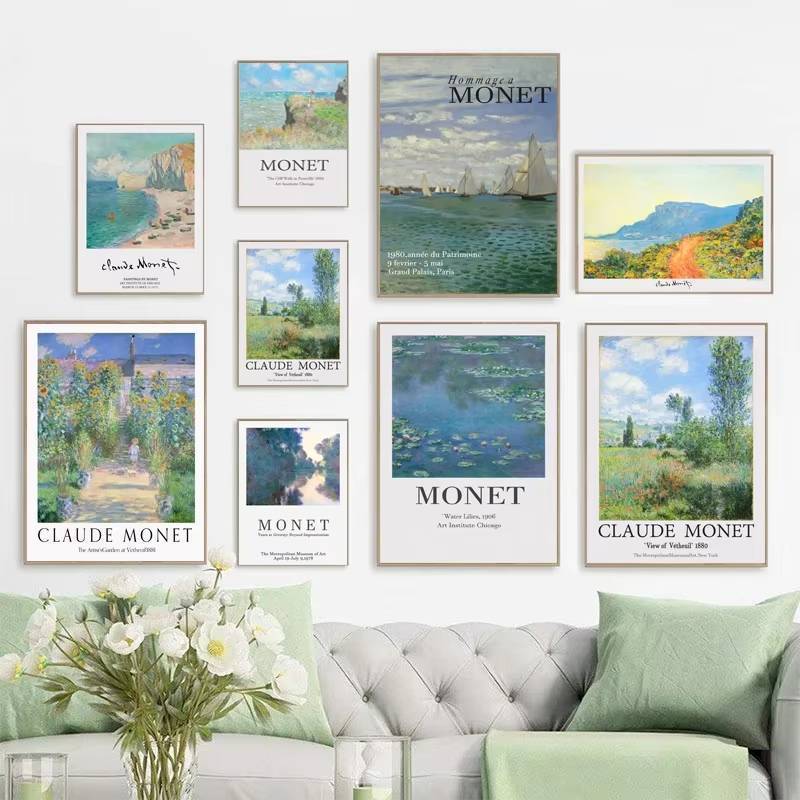 Vintage Claude Monet Triển Lãm Poster Sân Vườn Phong Cảnh Bảo Tàng Tranh Canvas Trừu Tượng Nghệ Thuậ