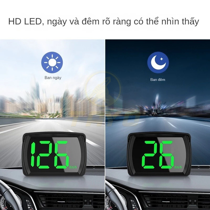 Màn hình hiển thị HUD ô tô KM / H MPH GPS Đồng hồ tốc độ kỹ thuật số có đèn LED Hiển thị phông chữ l