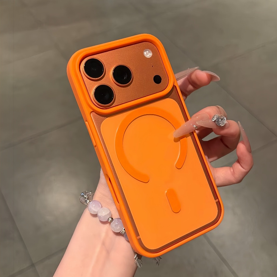 【 Ốp lưng cứng Acrylic trong suốt / Cam 】 tương thích với ốp lưng iphone 17 16 15 14 13 12 11 pro ma