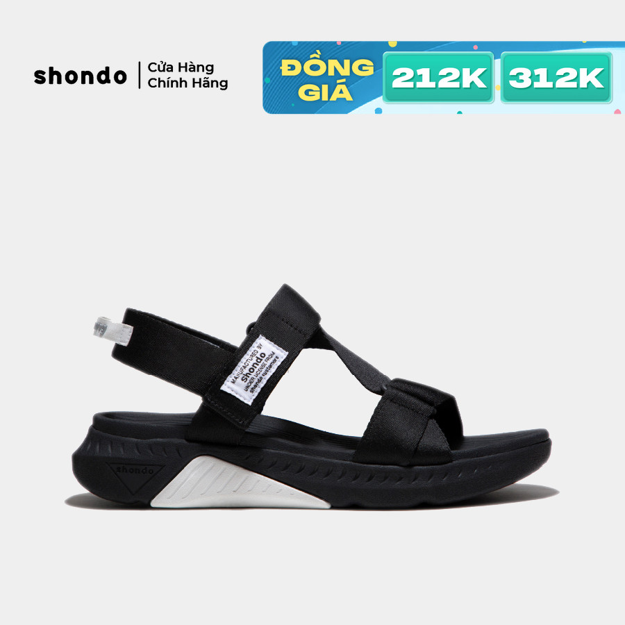 Giày Sandal Nam Nữ Shondo F7R Quai Chéo Thể Thao Đen Phối Trắng Quai Đen F7R1010