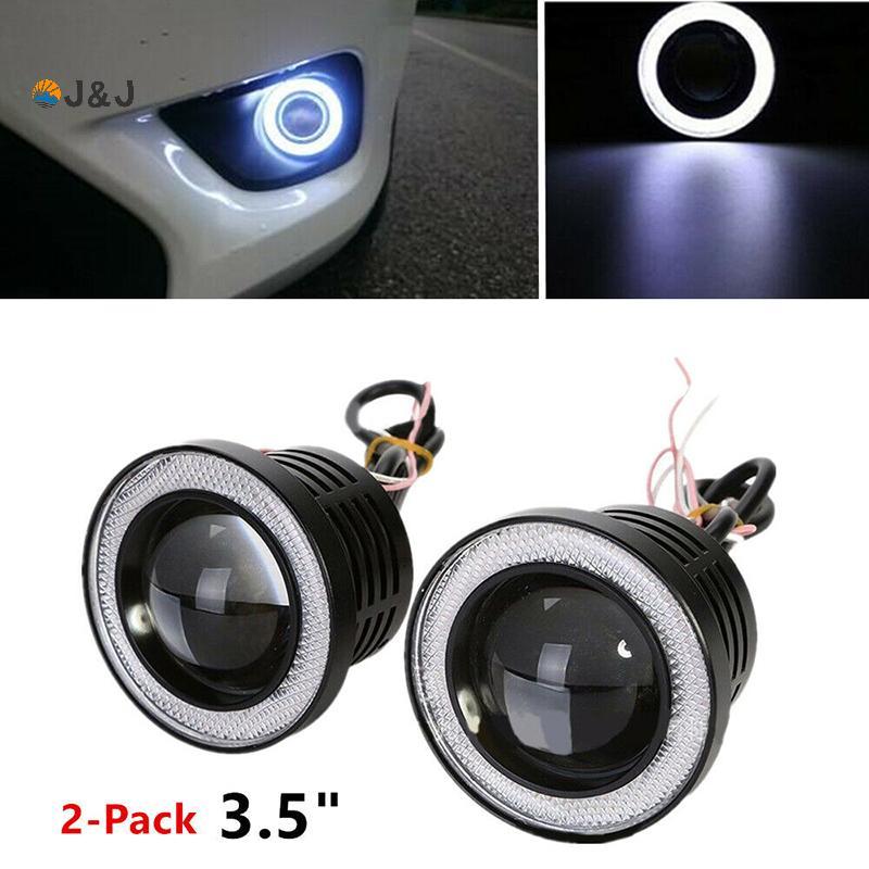 [J & J] 1 * 3.5 "Angel Eyes LED Fog Light Car SUV Universal White Driving Head Lamp 12V [MỚI]