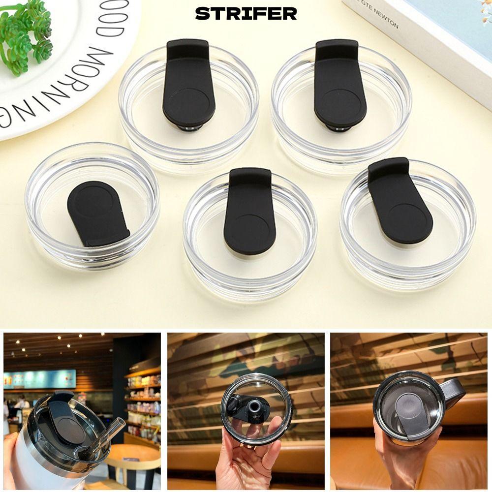 Vỏ chai STRIFER, Chống tràn nước không có nắp cốc rơm, Nhựa đen 20oz / 30oz Nắp thay thế niêm phong 