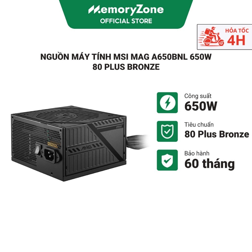 Nguồn máy tính MSI MAG A650BNL 650W 80 Plus Bronze MAG-A650BNL