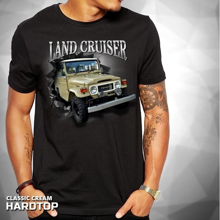Áo thun Kaos Fj40 Baju Mobil Toyota Land Cruiser Classic Cream Hardtop Distro Premium Custom Unit