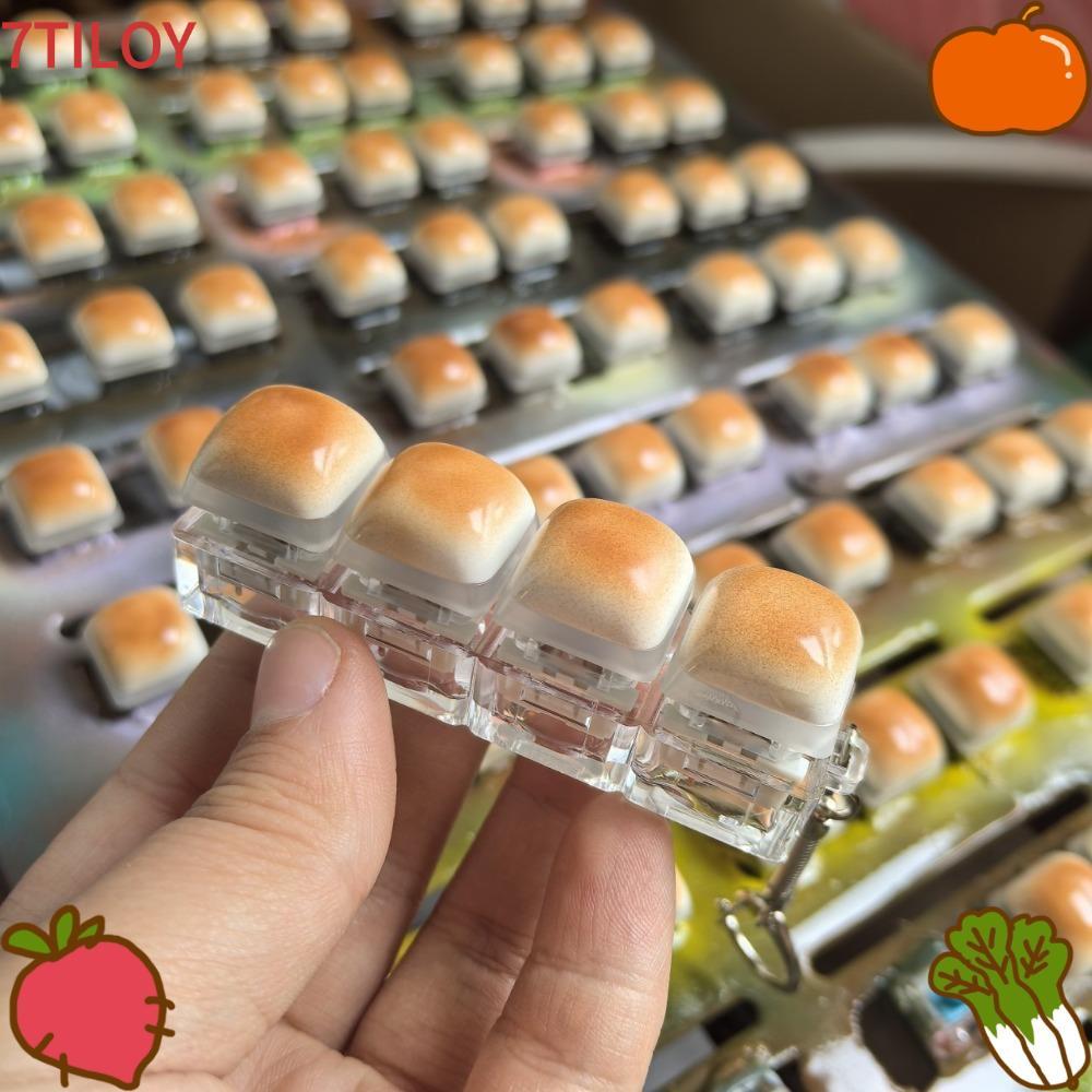 7TILOYSHOP Fidget Móc Khóa, Caramel Thiết Kế Bánh Mì Phím Nút Nắp Bàn Phím Ngón Tay, Thư Giãn Giảm C