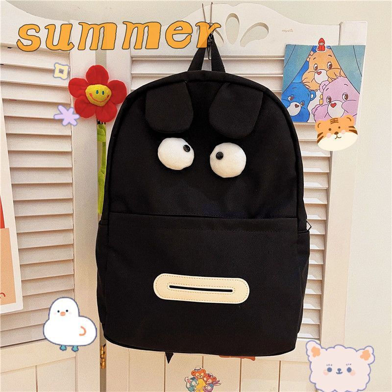 Canvas tqins Monster-themed unique small backpack, ugly school bag, cute for girls pp Student backpa
