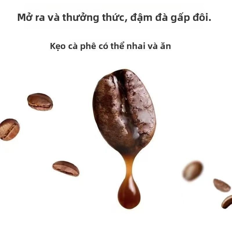 Kẹo cà phê đen 0 calo không đường, viên nhai tỉnh táo an toàn sức khỏe, ăn vặt healthy, bán chạy