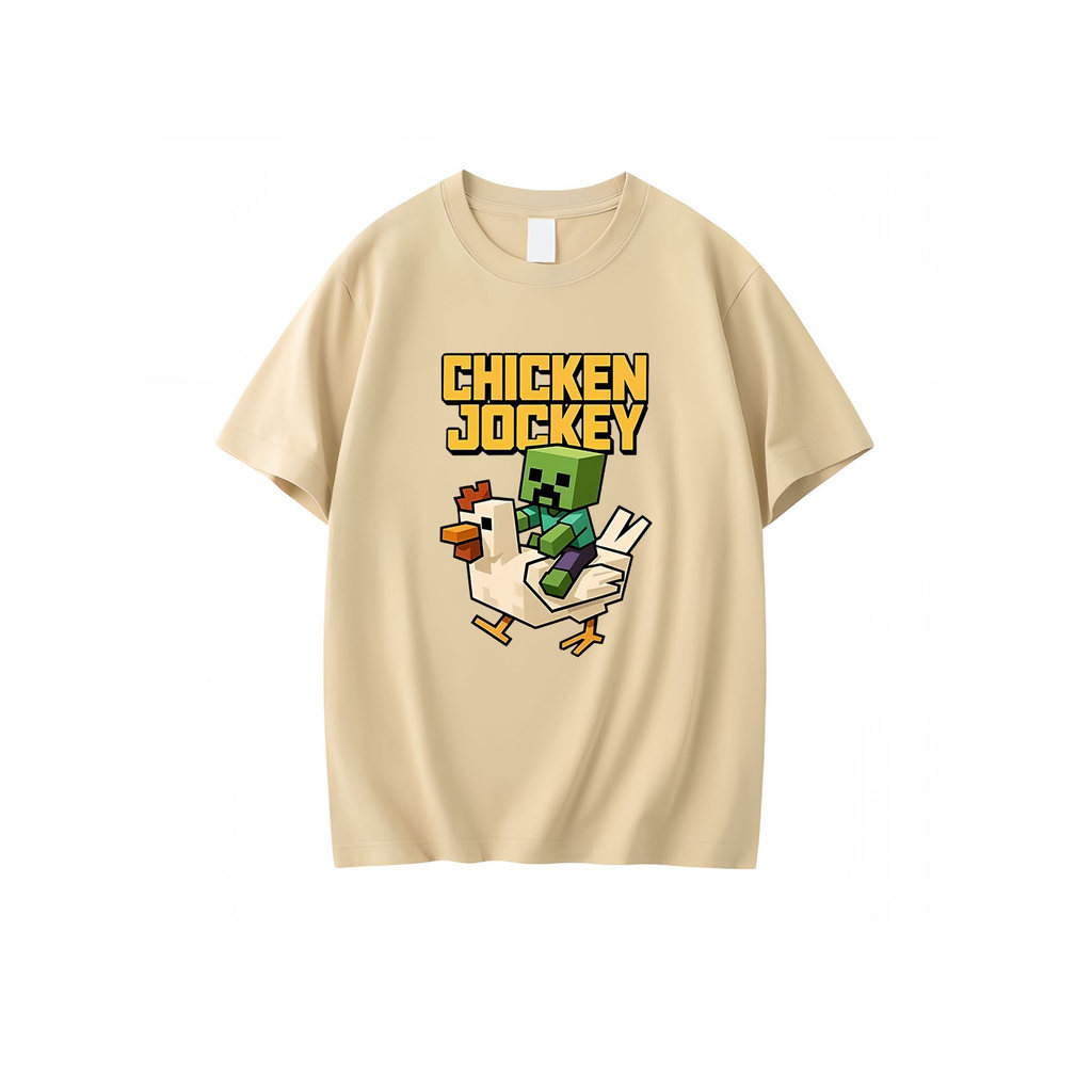 Minecraft Minecraft Minecraft Gà Hiệp Sĩ Áo Thun Cotton Tay Ngắn Trò Chơi Anime Quần Áo Cổ Tròn