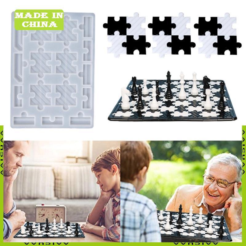 AA Checker Board Crystal Epoxy Mold cho Diy Resin Making Family Party Game