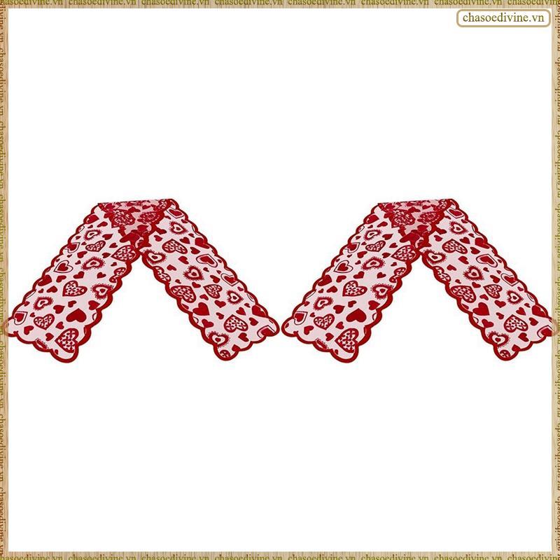 [K O G X] 2X Table Runner, 13 X 72Inch Ren Đỏ Bàn Chạy, Ngày Lễ Tình Nhân Lãng Mạn Trái Tim Bàn Chạy