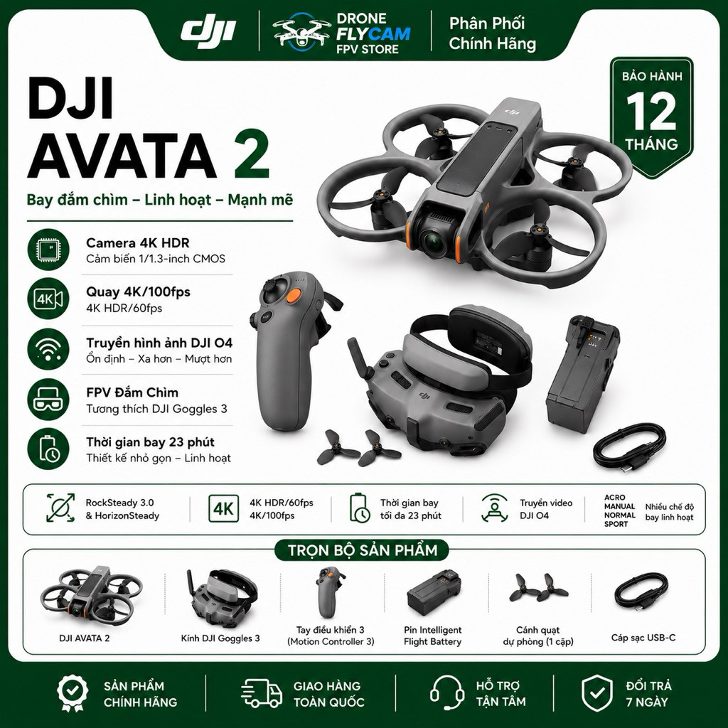 BH12T DJI VN: Combo FPV DJI AVATA 2 - Chính hãng - Bh12T