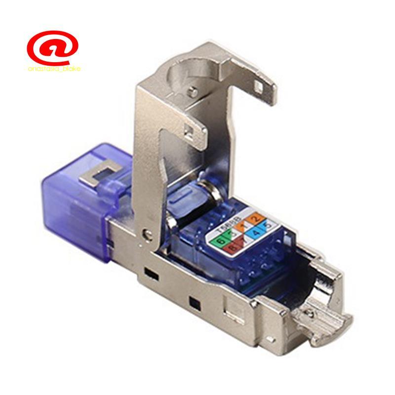 Đầu nối CAT8 RJ45 Cắm không có công cụ uốn CAT8 40Gbps 50U Cáp mạng được bảo vệ bằng hợp kim kẽm RJ4