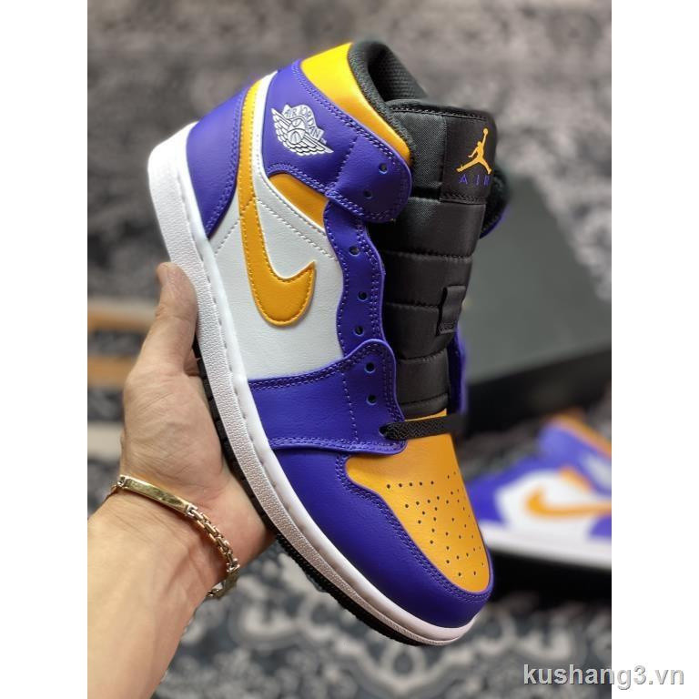 Air jordan 1 Đơn Hàng Vừa Lakers Giày Thể Thao Tím Thời Trang 2022 dq8426-517 Phong Cách Mới