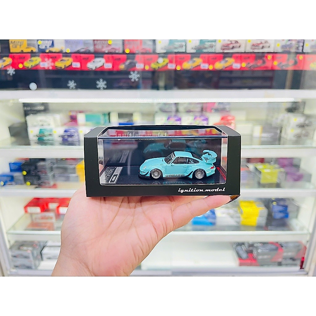 Mô hình xe Porche RWB 993 Matte Blue Green tỉ lệ 1:64 Ignition Model IG3872
