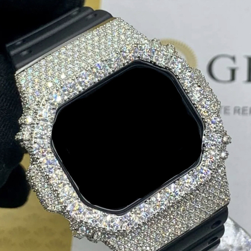 Thích hợp cho Casio Small Square DW5600 Modified Moissanite Diamond Watch Case Phụ kiện vỏ kim loại 