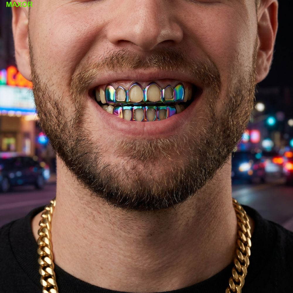 MAXOR 2 Cái / bộ Lưới Nướng Nha Khoa, Hip Hop Classic Charm Răng Grillz, Trang Sức Nha Khoa Bóng Đơn