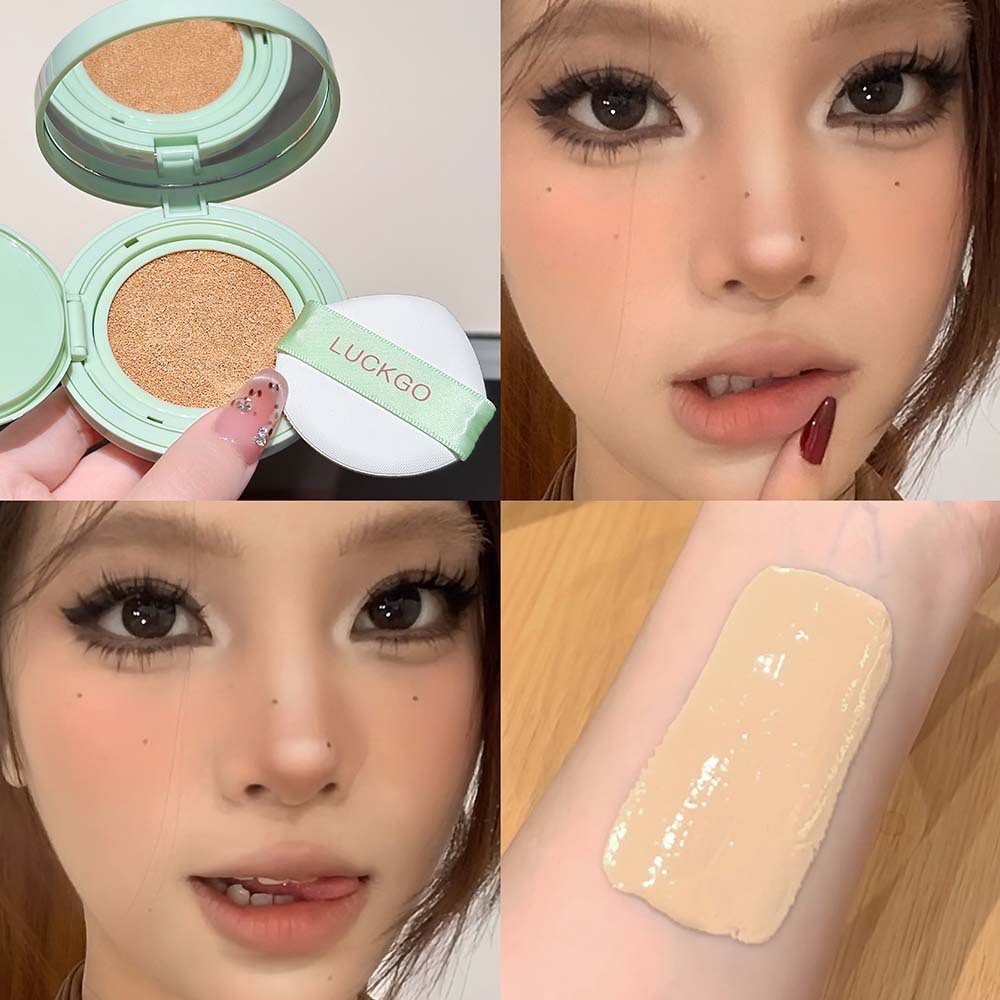 LUCKGO Soft Mist Cloudy Cushion Cream Cover Acne Marks Clear Concealer Cushion Powder