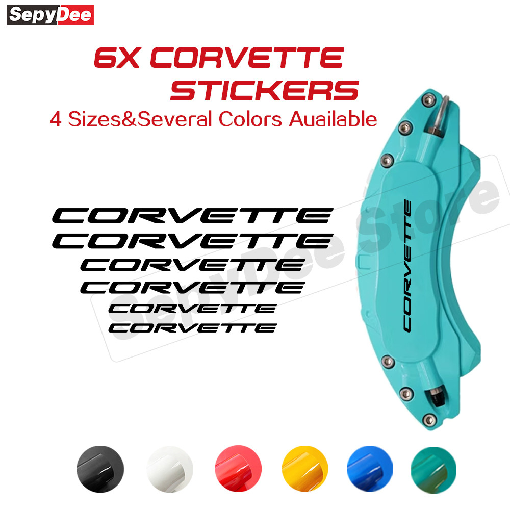 6 Chiếc Phanh Xe Caliper Miếng Dán Chống Thấm Nước Nhiệt Độ Cao Vinyl Đề Can Cho CORVETTE Chevy Corv