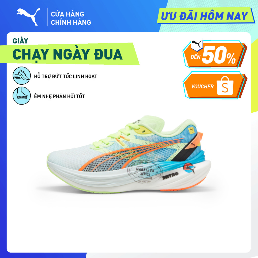 Giày Chạy Bộ PUMA Nữ Deviate NITRO 3 MS Wns Nitro Blue-Fizzy Apple Màu Xanh