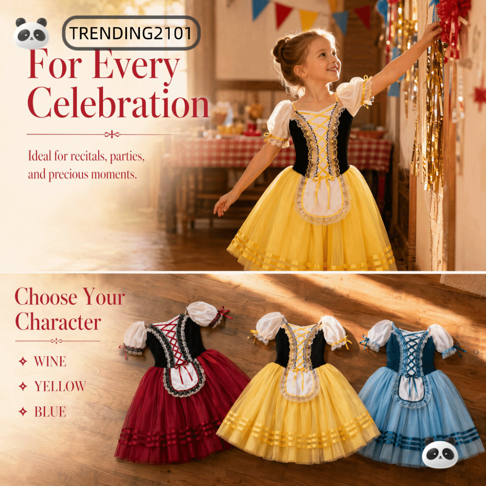 TRENDING Giselle Ballet Tutu Dress, Nhung Ruffle Gymnastics Dance Leotard, Tay phồng chuyên nghiệp C