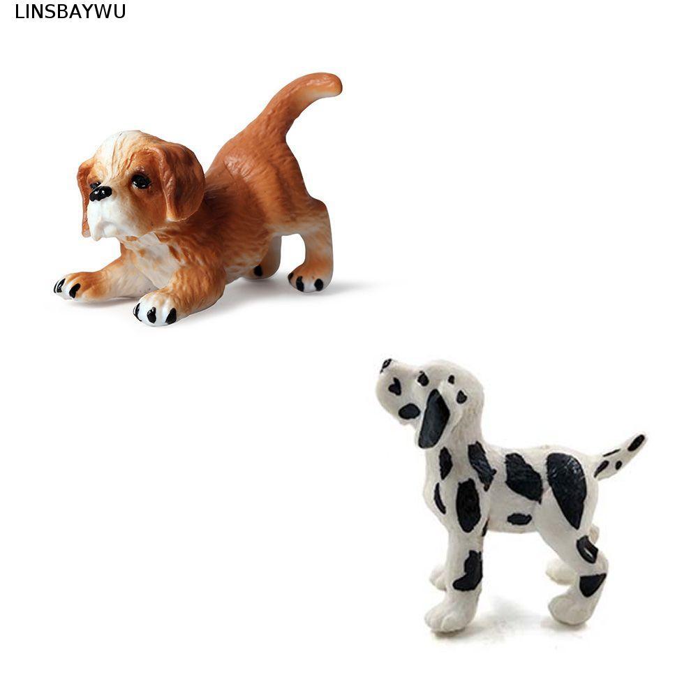 LINSBAYWU Mô Hình Động Vật Pug Chó Thủ Công Trang Trí Trang Trại Mô Phỏng Chó Săn Các Bức Tượng Nhỏ