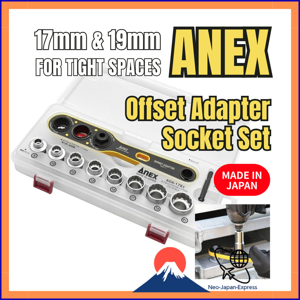 ANEX Offset Adapter Socket Set - Multi-Purpose Tool for Tight Spaces