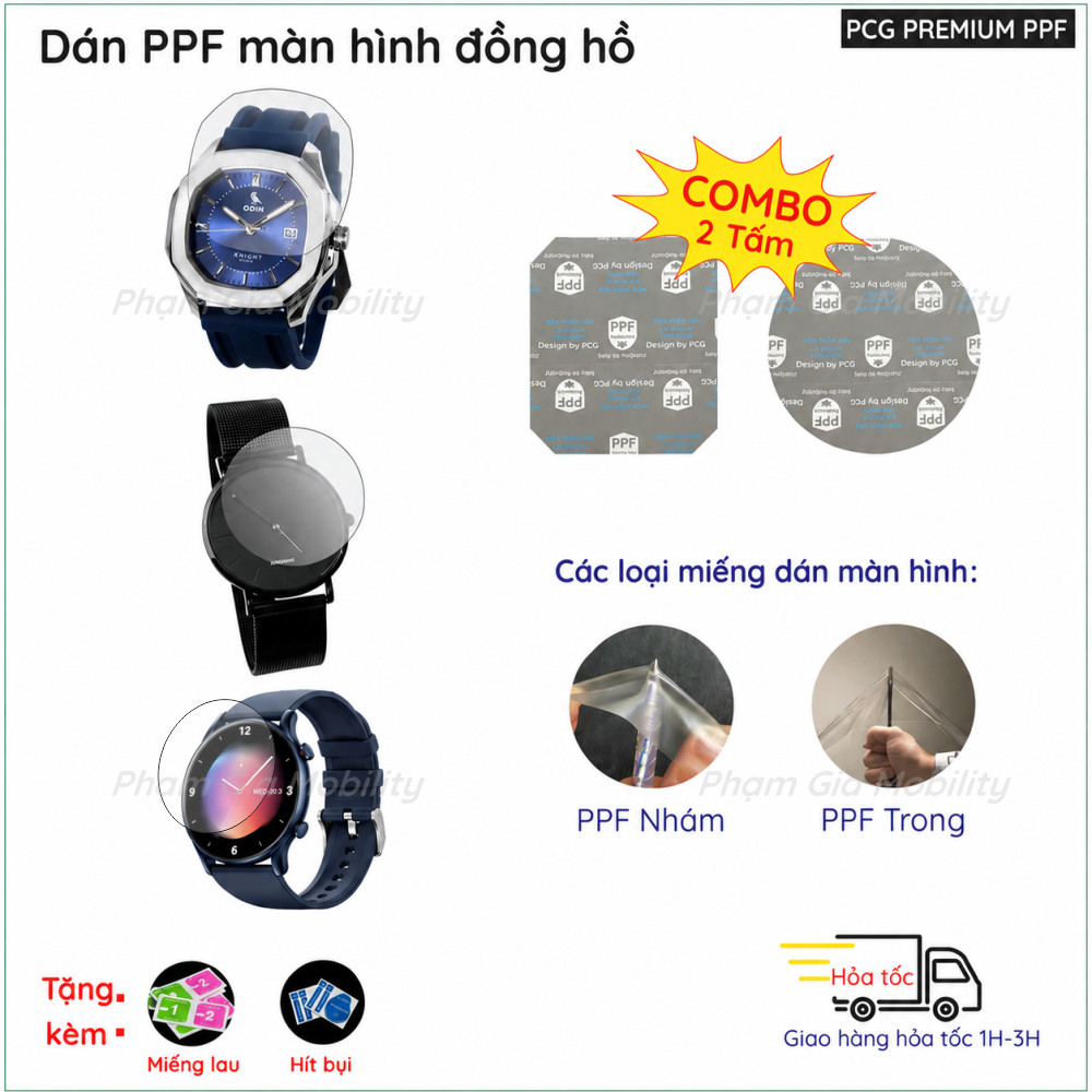 (Combo 2c) Dán PPF cho đồng hồ ODIN Knight Silver V1 Minimal V3 GHOST Setracker S15 Aolon GTR3 Prime