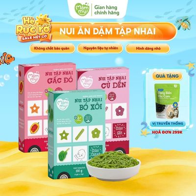 Combo 3 hộp nui ăn dặm cho bé Mămmy nui mini bó xôi, gấc đỏ, củ dền bé mới ăn dặm 6 tháng, hộp 100g