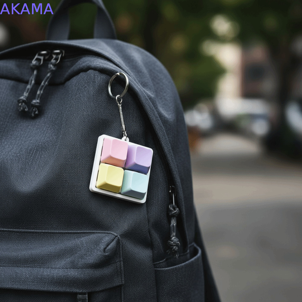 Móc chìa khóa bàn phím 4 nút AKAMA, Đồ chơi Fidget bàn phím Mini vuông 2x2, Hợp thời trang Dễ dàng nhấn|Bàn phím màu Keycap Móc chìa khóa Thời gian giải trí