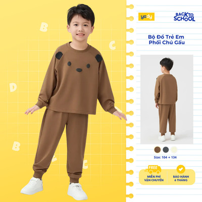 Bộ đồ thun kid YODY set áo quần dài tay thu đông trẻ em BCHS25F010