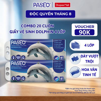[Combo 20 Cuộn ] Giấy Vệ Sinh PASEO Dolphin 10 Cuộn/Lốc Tan Nhanh Trong Nước Không Gây Tắc Nghẽn (4 Lớp)