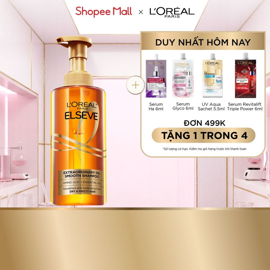 Dầu gội dưỡng tóc suôn mượt tóc cao cấp L'Oreal Paris Extraordinary Oil Smooth 440ml