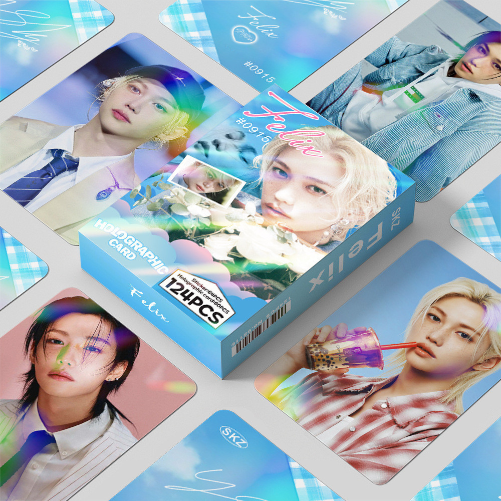 124 Thẻ Laser STRAYKIDS Album Mới Karma Flash Card Felix HyunJin Star Sticker LOMO Card