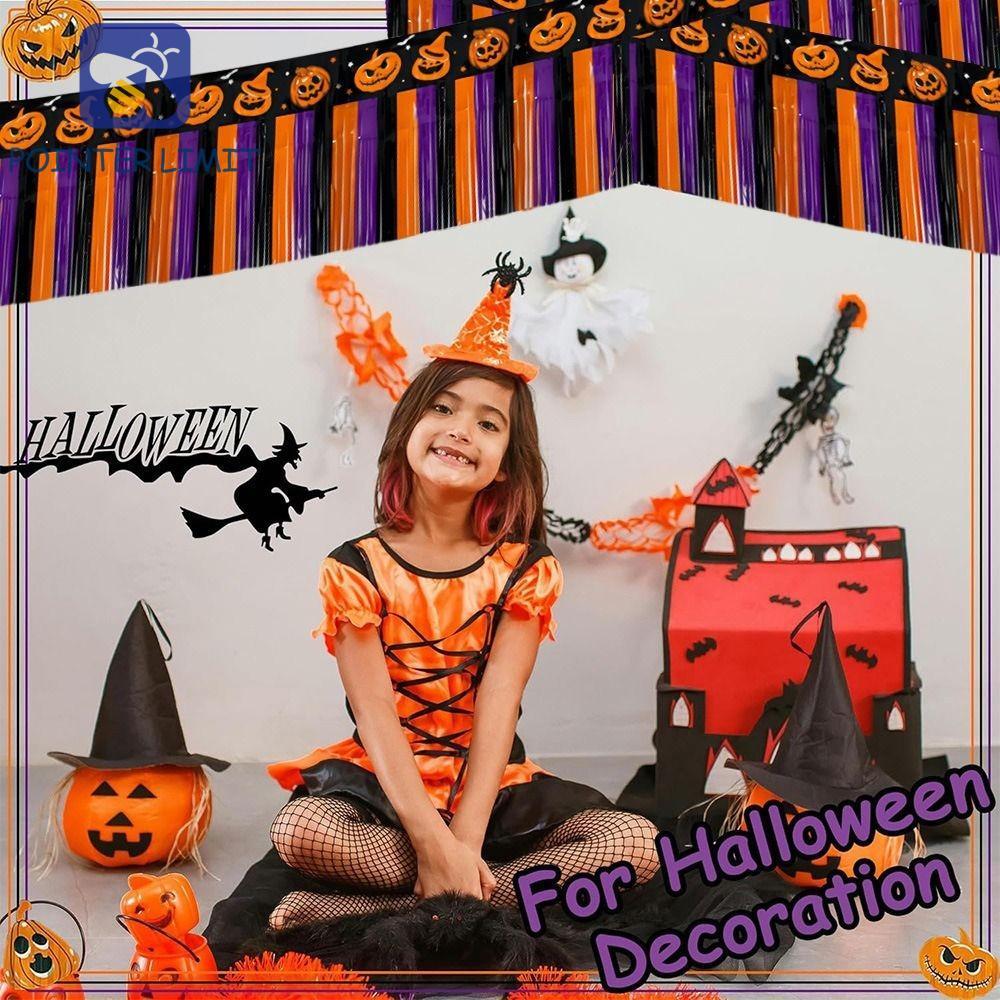 POINTER GIỚI HẠN 4 Biểu ngữ tua rua Halloween, Sáng tạo Đen Cam Tím Halloween Fringe Phông nền, Nhẹ 