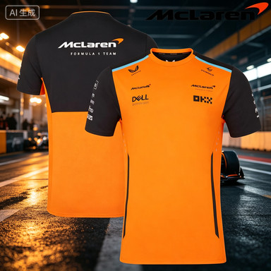 McLaren F1 Team Racing Áo thun màu đen cam Khối tài trợ Logo tay ngắn Motorsport Fan Tee