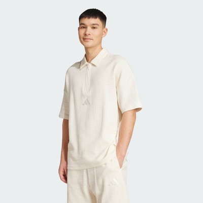 adidas Phong cách sống Áo Polo All SZN kéo nửa với chất liệu dệt kim waffle Nam trắng JL6547