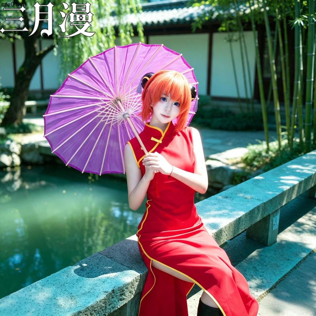 Kagura cos Quần Áo Thương Hiệu Mặt Trời Showdown Chương Gintama Kagura cosplay Trang Phục Không Tay 