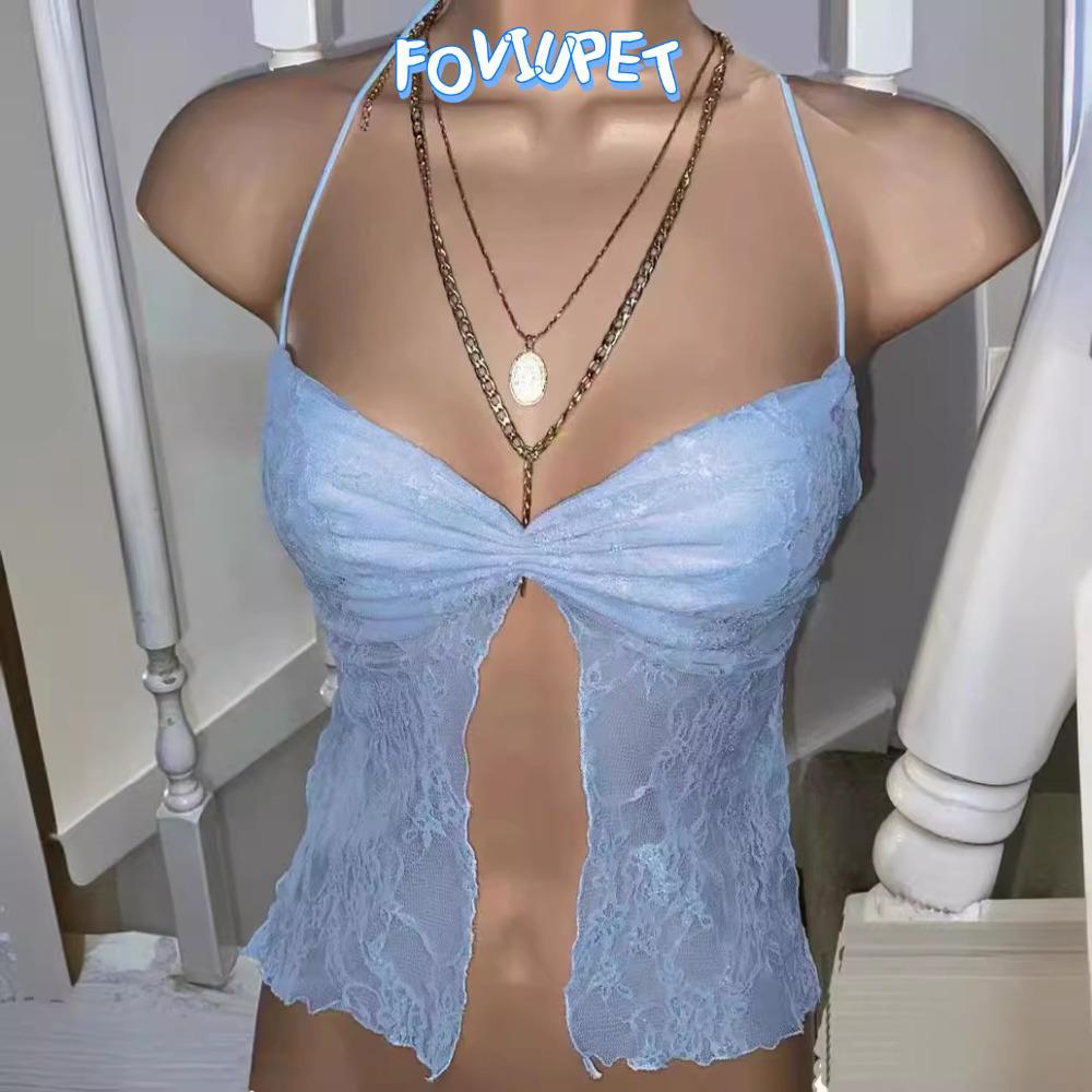 FOVIUPET Hoa Crop Top, Fairycore Spaghetti Dây Đeo Ren Camisole, Thời Trang Mùa Hè Y2k Thẩm Mỹ Grung