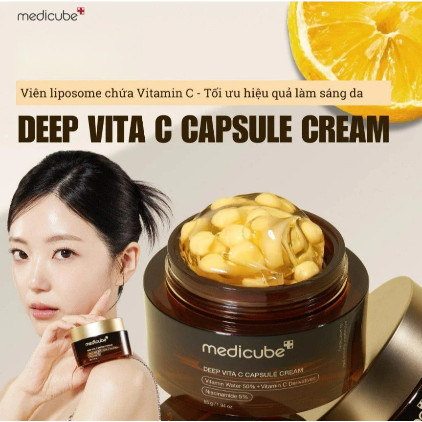 Kem Dưỡng Medicube Deep Vitamin C Capsule Cream 55G Sáng Da Mờ Thâm Cấp Ẩm Đều Màu Da Căng Bóng