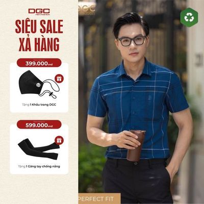 Áo sơ mi ngắn tay DGC Dáng Ôm Perfect Fit, Vải mềm nhẹ thoáng mát, thấm hút tốt - SASNBD08M